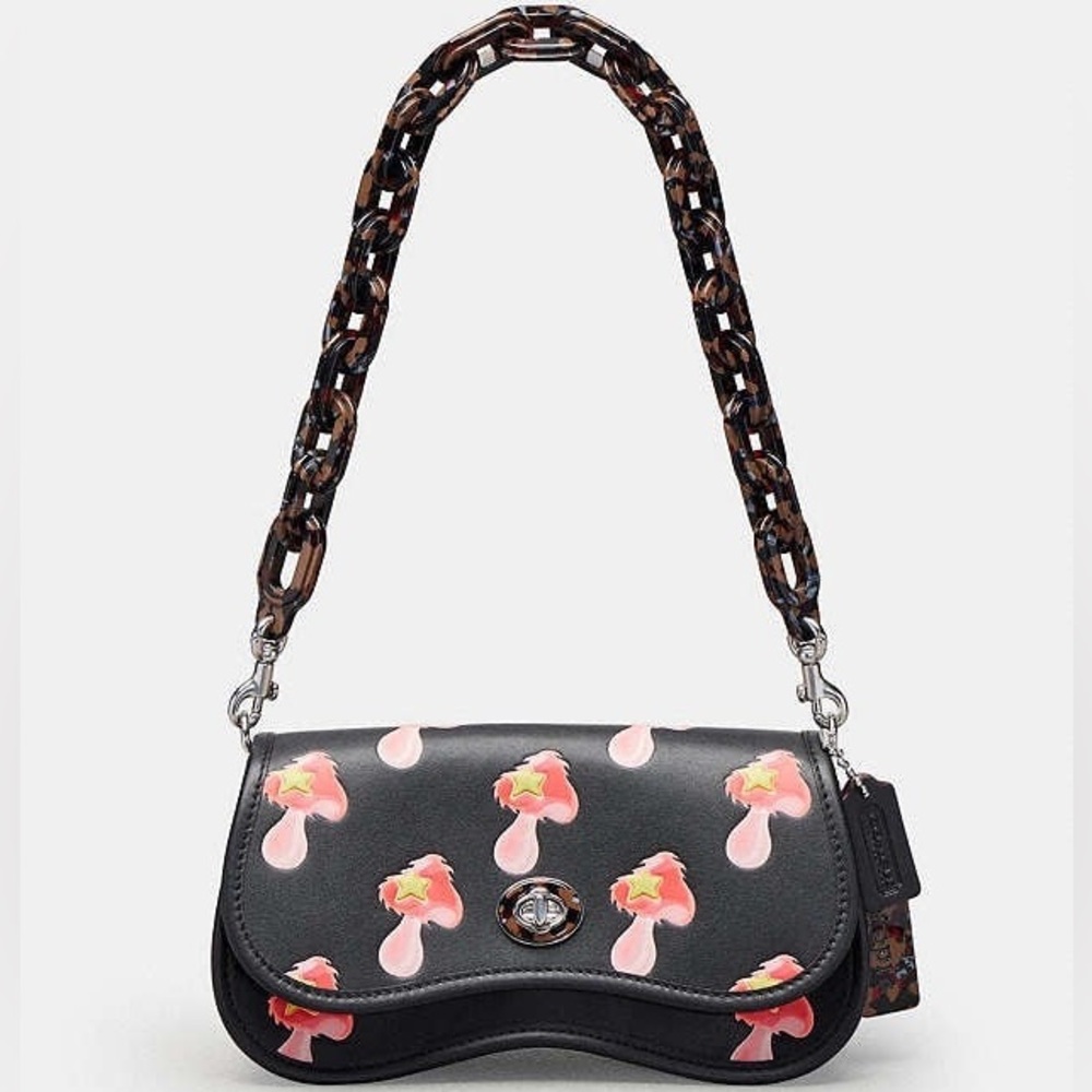 Coach Coachtopia Wavy Dinky Shoulder Bag Coachtopia Leather Mushroom Print NWT